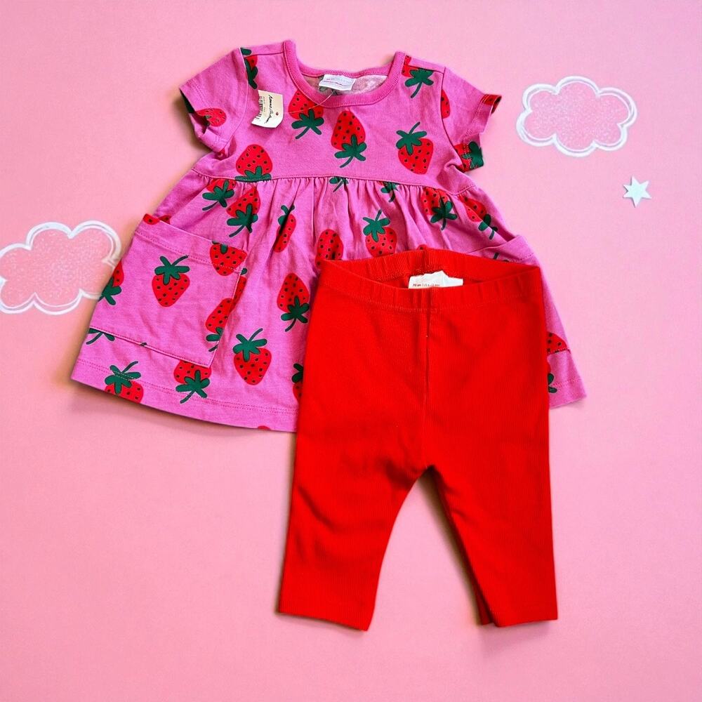 Hanna Andersson Strawberry Dress & Leggings Set (Baby Girl 6-12mo)